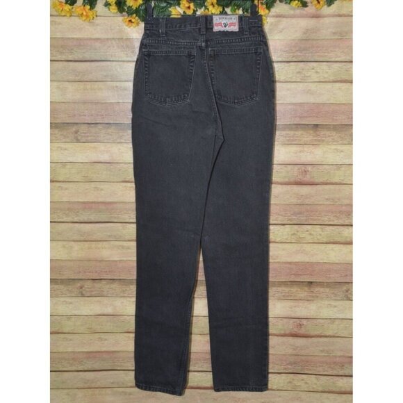 Vintage Rockies Slim Ladies Black Denim Straight Leg Jeans Size 28/7 Long Retro - Picture 4 of 10